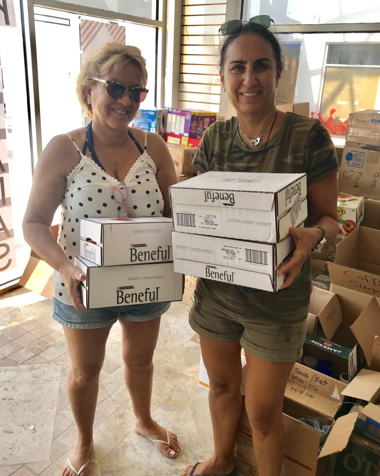 Pet food items being donated